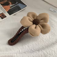 美麗義飾秋冬花朵抓夾2024新款鴨嘴夾后腦勺盤發(fā)夾子帶齒防滑半扎全扎發(fā)夾 1#毛呢花朵
