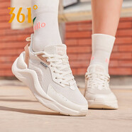 361°女鞋 跑步鞋女運動(dòng)鞋秋季361度女鞋網(wǎng)面休閑鞋透氣軟底旅游鞋子 羽毛白/液態(tài)金6703F 39