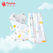 纖絲鳥（TINSINO）兒童睡衣夏季薄款純棉男童女童空調(diào)服寶寶家居服 菠蘿小西瓜淺蘭