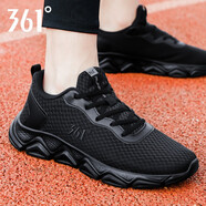 361°男鞋運動(dòng)鞋春季361度網(wǎng)面透氣男士休閑鞋學(xué)生黑色旅游跑步鞋子男 曜石黑2262 44