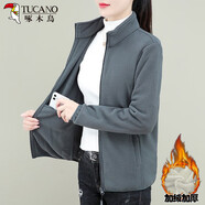 啄木鳥(niǎo)抓絨衛衣外套女秋冬2025年新款搖粒絨冬季加絨加厚女士雙面絨上衣 深灰LM9810 加絨 4XL  建議155-170斤