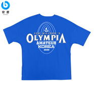 牧獸新款?yuàn)W賽短袖半袖男大碼吸汗寬松Olympia健身跑步籃球訓(xùn)練T恤 藍(lán)色1 M