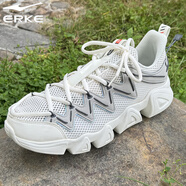 鴻星爾克（ERKE）斷碼男鞋43特價(jià)清倉(cāng)運(yùn)動(dòng)鞋輕便回彈跑步鞋減震緩沖慢跑鞋百搭鞋子 珍珠白/淺灰 43