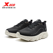 特步（XTEP）特步跑鞋男跳跳鞋緩震回彈皮面運動(dòng)鞋舒適跑步鞋876419110014pdd 黑/茶白色【男】 41