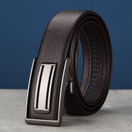 沙馳（SATCHI）帛承頭層牛皮加長(cháng)皮帶男真皮自動(dòng)扣內穿式腰帶男 【咖啡色款】 105cm