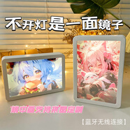 赟婭實用小眾擺件定制燈光畫化妝鏡情侶送女生送閨蜜七夕節(jié)生日禮物 來圖定制（藍(lán)牙充電款）