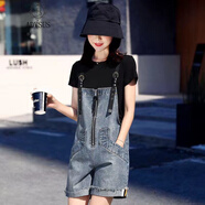 ADVSUS輕奢品牌今年流行2021年新款網(wǎng)紅流行歐貨牛仔背帶短褲女顯瘦韓版寬松洋氣減齡時(shí)尚 單據背帶褲【8193#】 M 【100-110斤】