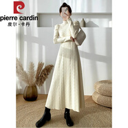 皮爾卡丹（pierre cardin）連衣裙長(cháng)款氣質(zhì)打底毛衣秋冬2025高腰針織高領(lǐng)連身裙長(cháng)裙冬季裙子 杏色 S