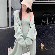 妙奕嘉長(zhǎng)袖針織連衣裙女秋季穿搭套裝裙子女裝秋冬長(zhǎng)裙2025新款高級(jí)感 薄荷綠兩件套毛衣套裝 均碼 【建議80-130斤】