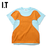 ENFOLD IT  女裝短袖上衣新品個(gè)性撞色不規則拼接圓領(lǐng)803160XG BLL/藍色 38