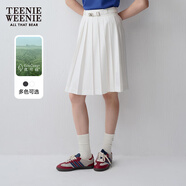 Teenie Weenie小熊女裝春夏休閑時尚高腰百褶半身裙可拆卸腰帶短裙 白色 L (170)
