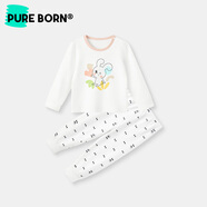 博睿恩（Pureborn）新生嬰兒內(nèi)衣套裝春秋季棉男女寶寶睡衣家居服舒適秋衣套裝 蝴蝶結(jié)小鳥 90