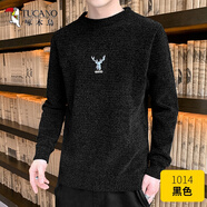 啄木鳥(niǎo)（TUCANO）雪尼爾圓領(lǐng)毛衣男秋冬款加絨加厚潮流軟糯線(xiàn)衣男寬松基本款針織衫 1014黑色 XL