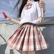 瑟空（SEKONG）2025夏新款日系短袖jk制服女學(xué)院風(fēng)格子百褶裙學(xué)生水手服套裝YXQ 樹莓紅茶【短袖襯衫+格裙+領(lǐng)結(jié)】大禮包 S