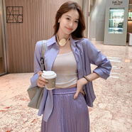 美洋（MEIYANG）膠囊襯衫省心系列彩色多巴胺立裁直筒休閑襯衣百搭長(cháng)袖新款襯衫女 紫色 XL