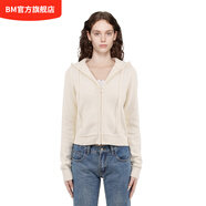 BM針織開衫毛衣女2025新款秋冬美式奶呼呼簡約百搭連帽針織開衫衛(wèi)衣 米色 均碼