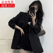 繪詩(shī)慧休閑西裝外套女裝秋季高級感2025新款正裝職業(yè)通勤小個(gè)子小西服 兩?？畚餮b外套【黑色】 XL 【建議110-120斤】