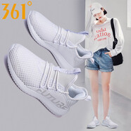 361度女鞋運動(dòng)鞋女夏季新款網(wǎng)鞋361女鞋品牌休閑鞋子網(wǎng)面透氣跑步鞋女R 361度白/銀白色 35