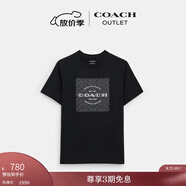 蔻馳（COACH）奧萊男士男裝經(jīng)典標(biāo)志SQUARE T恤春夏款短袖 黑色 2XL