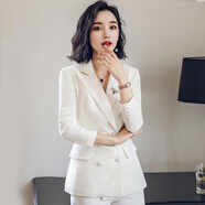 艾尚臣2023新款職業(yè)西服長(cháng)袖韓版修身顯瘦白色小西裝外套女面試工作服OL 白色西裝 XXXL