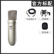iskISK AT100麥克風內(nèi)置聲卡創(chuàng)新5.1 7.1專用話筒直播唱歌K歌錄音 官方標配送線+防震架+防風棉