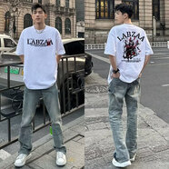 7家優(yōu)品美式復古短袖t恤男新款夏季高街骷髏字母印花休閑時(shí)尚設計感上衣 XJD-SD04白色 XL