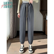 Halo Queen休閑褲女春秋高腰顯瘦寬松束腳運動(dòng)褲時(shí)尚顯高休閑褲H13QR1940