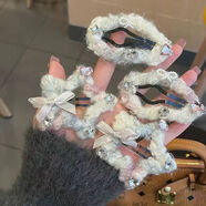 秋冬新款星星毛絨云朵水鉆毛線bb發(fā)卡側(cè)邊BB發(fā)夾閃鉆可愛劉海頭飾 【星星+云朵】兩對