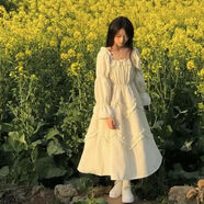 綺岑仙女裙長(cháng)裙到腳踝夏季日系甜美小清新超仙氣質(zhì)連衣裙女學(xué)生新款寬 奶杏優(yōu)質(zhì)版 +關(guān)注小禮物 S