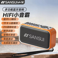 山水（SANSUI）F35藍牙音箱便攜式收音機錄音機插卡插U盤(pán)迷你小型音響低音炮 F35活力橙+掛繩+充電器+音頻【4300】U盤(pán)