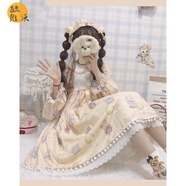 歐維沃（OUWEIWO）洛麗塔裙子lolita洋裝軟眠眠軟綿綿op秋冬長(zhǎng)袖小蘿莉塔洛莉塔甜美 1012黃色 S