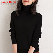 LOVER RUCCI法國堆堆高領(lǐng)打底衫女秋冬韓國復古修身長(cháng)袖上衣內搭套頭針織毛衣 黑色 M