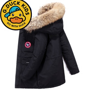 G.DUCKKIDS小黃鴨兒童羽絨服2024冬季新款中大男童寶寶洋氣工裝加厚潮加厚 黑色 130cm