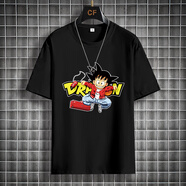 洛必達七龍珠衣服鳥(niǎo)山明紀念動(dòng)漫周邊悟空聯(lián)名夏季男款大碼寬松短袖T恤 黑色[潮牌悟空] 2XL [140-160斤]