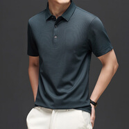 富鋌（FORTEI）高端桑蠶絲polo衫男士2024夏季商務(wù)休閑真絲男士短袖POLO抗皺體恤 哈綠 M