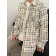 7家優(yōu)品襯衫男春秋冬季款刺繡格子潮流美式復(fù)古格紋襯衣高級(jí)感巴洛克外套 ZYXS-G28綠色 XL