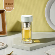 富光玻璃杯女雙層隔熱迷你小號容量透明花茶水杯子 綠色230ml