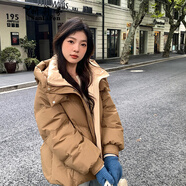妍莉芬（yanlifen）羽絨棉服女冬季2025新款短款小個子羽棉襖絨服加厚洋氣棉衣外套女 奶茶咖 L 【推薦120-140斤】