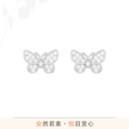 925銀可愛蝴蝶結(jié)耳釘女士韓版ins時尚氣質(zhì)白鋯石風格簡約通勤耳飾 白色 Silver Earrings