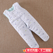 豆苗兒兒童連體衣手工棉花棉褲嬰兒寶寶衣服冬季裝棉衣加厚內(nèi)膽冬季長褲 可愛藍(lán)色（厚款） 90碼建議1~2周歲