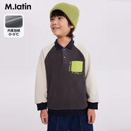 馬·拉丁（M.Latin）/童裝兒童衛(wèi)衣冬新款男女童大童刺繡撞色polo領(lǐng)衛(wèi)衣 假黑 120cm