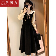 夢瀾鳥高中生成人禮服女學(xué)院風(fēng)成人禮孩禮服高中生紅色小香風(fēng)套裝燈芯絨 黑色 2XL 建議140-165斤