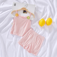 忻悅晴薄款嬰兒夏裝衣服女寶寶莫代爾背心套裝公主吊帶甜美兩件套套裝 女寶寶吊帶背心套 粉色 100 （兩用檔尺碼偏小，建議拍大