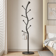 木樽奶油風(fēng)網(wǎng)紅衣帽架臥室掛衣架落地家用室內簡(jiǎn)約立式掛包收納衣服架 啞光黑樹(shù)杈主桿+曜石黑巖板底座