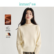 茵曼（INMAN）純色百搭打底針織衫女2025春季新款基礎(chǔ)顯瘦舒適半高領(lǐng)毛衣 米白色 M