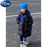 迪士尼（Disney）女童羽絨服冬季2024新款洋氣兒童長(cháng)款過(guò)膝女孩大童加厚外套秋冬款 黑色 長(cháng)款正碼 切勿貪大哦 100cm