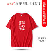 吳衣斯 班服定制t恤短袖重磅純棉t恤印logo文化衫工作服同學(xué)畢業(yè)聚會 1988紅色可定制 S可定制