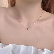 榛橙 粉色愛(ài)心925銀項鏈女甜美可愛(ài)桃心吊墜簡(jiǎn)約珍珠輕奢鎖骨鏈送女友 S925銀粉色愛(ài)心項鏈N49