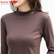 LOVER RUCCI純棉半高領(lǐng)打底衫女秋冬裝加厚保曖修身中領(lǐng)洋氣內(nèi)搭長袖t恤上衣 248 咖啡色 (領(lǐng)口有字) M 建議96-105斤
