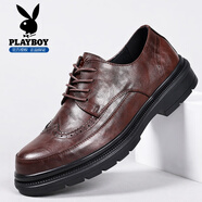 花花公子品牌正品高端皮鞋男鞋英倫風(fēng)新郎結婚休閑皮鞋子男士2025冬季新款 棕色PLG2532645 【正品保障】 43
